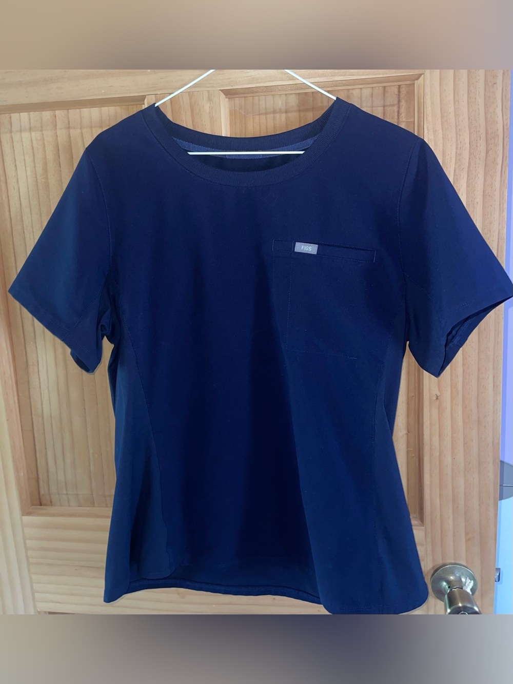 Figs Navy Crew Neck Top